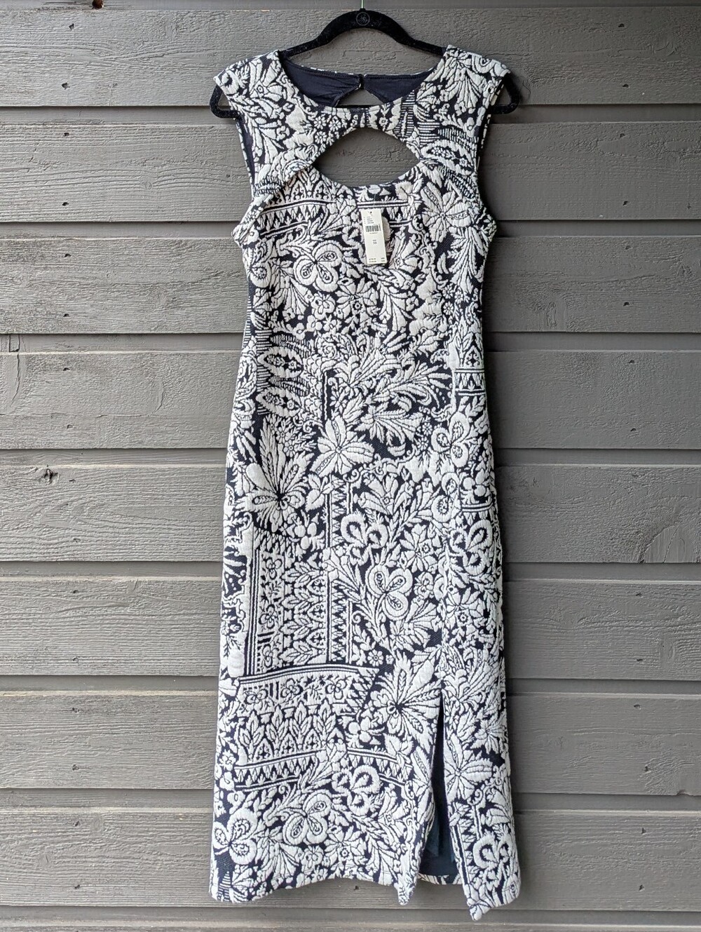 NWT By Anthropologie Jacquard Cut-Out Midi Dress Size XS Slit